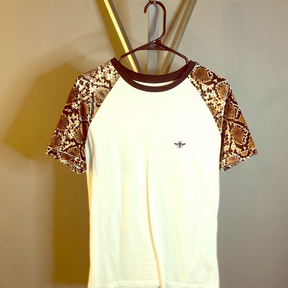 ASOS Men’s White T-Shirt w/ Snake-print Sleeves